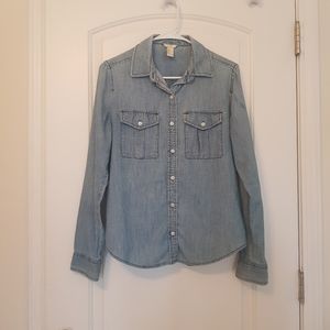 Forever 21 Blue Chambray Button Down Top